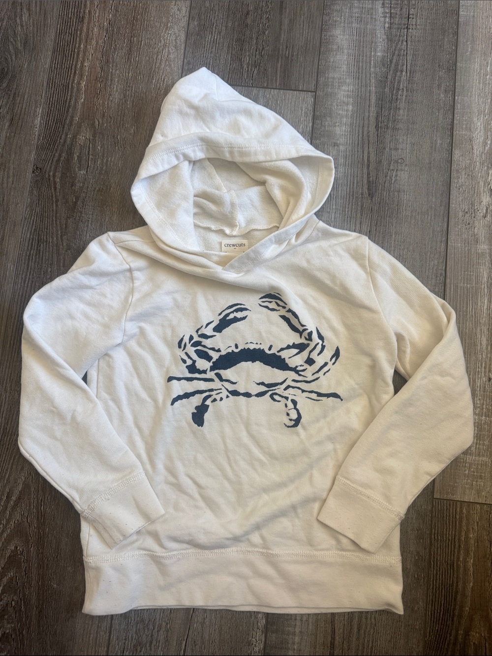 Crewcuts White Hoodie Sweater with Navy Crab Print